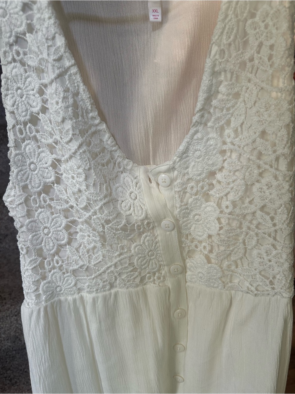 Xhilaration White Strapless Lace Button-Front Dress